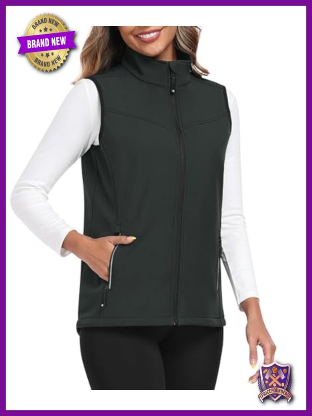 Fleece Lined Softshell Vest Lightweight Sleeveless Zip Jacket